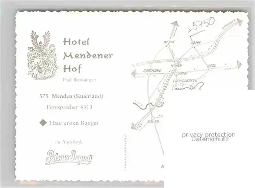 AK / Ansichtskarte Menden Sauerland Hotel Mendener Hof Kat. Menden (Sauerland)