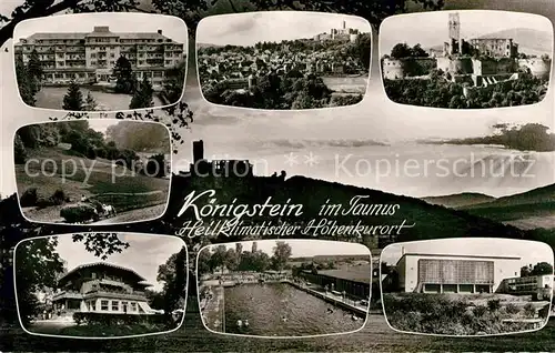 AK / Ansichtskarte Koenigstein Taunus Ruine Schwimmbad Panorama Kat. Koenigstein im Taunus