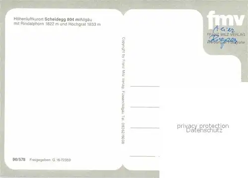 AK / Ansichtskarte Scheidegg Allgaeu Fliegeraufnahme mit Rindalphorn und Hochgrat Kat. Scheidegg
