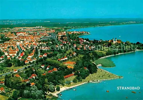 AK / Ansichtskarte Friedrichshafen Bodensee Fliegeraufnahme mit Strandbad Kat. Friedrichshafen