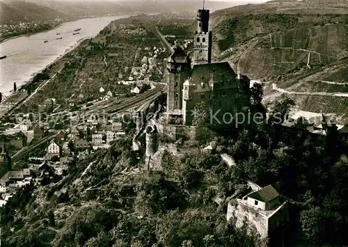 AK / Ansichtskarte Marksburg Fliegeraufnahme Burg mit Rhein Kat. Braubach