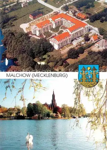 AK / Ansichtskarte Malchow Fliegeraufnahme Klosterkirche Klinik Malchower See Kat. Malchow Mecklenburg