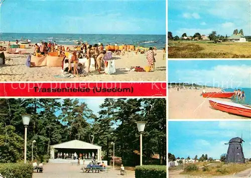 AK / Ansichtskarte Trassenheide Usedom Strand Windmuehle Musikpavillon Kat. Trassenheide