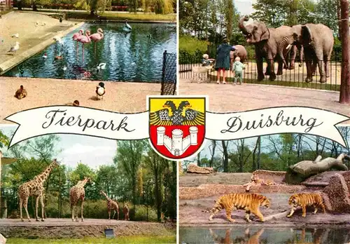 AK / Ansichtskarte Duisburg Ruhr tierpark Tiger Giraffen Elefanten Kat. Duisburg