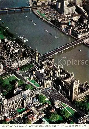 AK / Ansichtskarte London Fliegeraufnahme Westminster Abbey Parliament ant Thames Kat. City of London