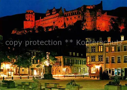 AK / Ansichtskarte Heidelberg Neckar Kornmarkt und Schloss bei Nacht Kat. Heidelberg
