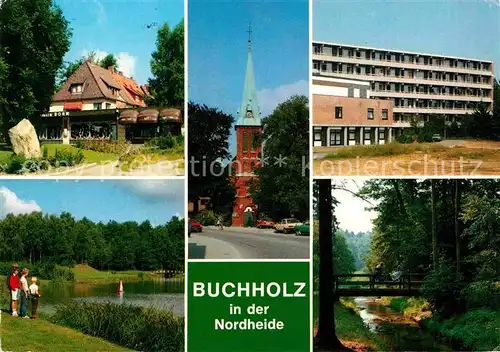 AK / Ansichtskarte Buchholz Nordheide Hotel Pauluskirche Krankenhaus Stadtsee Muehlenbach in Seppensen Kat. Buchholz in der Nordheide