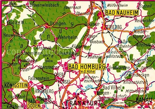 AK / Ansichtskarte Bad Homburg Gebietskarte Kat. Bad Homburg v.d. Hoehe