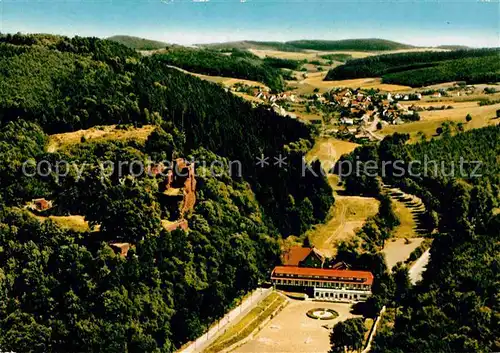 AK / Ansichtskarte Noerten Hardenberg Burgruine mit Burg Hotel und Turnierplatz Fliegeraufnahme Kat. Noerten Hardenberg