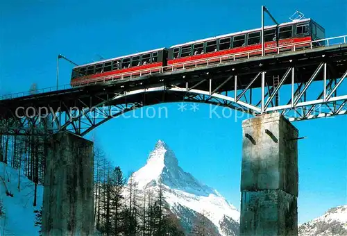 AK / Ansichtskarte Gornergratbahn Zermatt Findelnbruecke Matterhorn  Kat. Gornergrat