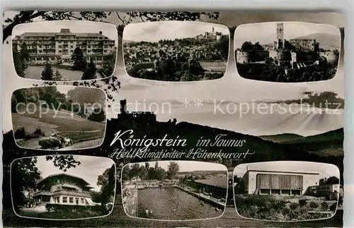 AK / Ansichtskarte Koenigstein Taunus Ruine Panorama Schwimmbad Kurhaus Kat. Koenigstein im Taunus