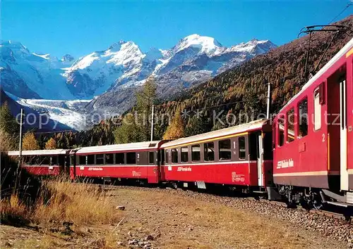 AK / Ansichtskarte Eisenbahn Montebello Kehre Morteratsch Piz Bernina Bianco Grat  Kat. Eisenbahn