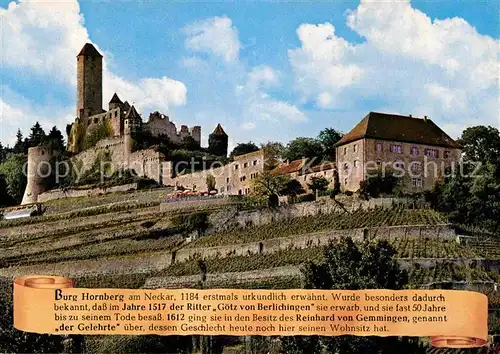 AK / Ansichtskarte Neckarzimmern Burg Hornberg am Necker Burg Ritter Goetz von Berlichingen Geschichte Kat. Neckarzimmern