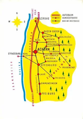 AK / Ansichtskarte Achern Baden und Umgebung Landkarte Hotel Sonne Eintracht Kat. Achern