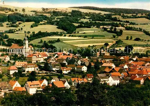 AK / Ansichtskarte Hilders Ortsansicht mit Kirche Blick zur Jugendherberge Kat. Hilders