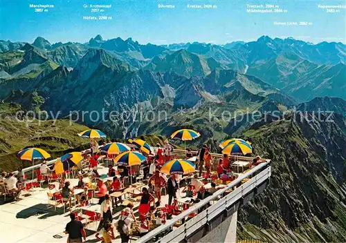 AK / Ansichtskarte Oberstdorf Aussichtsterrasse am Nebelhorn Fernsicht Alpenpanorama Huber Karte Nr 8899 Kat. Oberstdorf