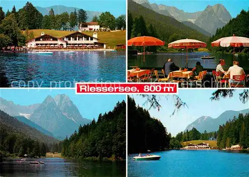 AK / Ansichtskarte Riessersee mit Seecafe Terrasse Alpen Kat. Garmisch Partenkirchen