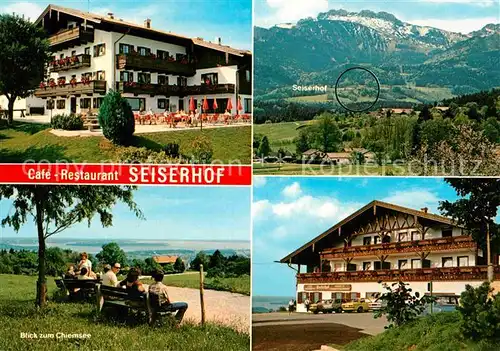 AK / Ansichtskarte Bernau Chiemsee Cafe Pension Gaststaette Seiserhof Kampenwand Landschaftspanorama Kat. Bernau a.Chiemsee