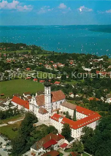 AK / Ansichtskarte Diessen Ammersee Klosterpfarrkirche Mariae Himmelfahrt Fliegeraufnahme Kat. Diessen a.Ammersee