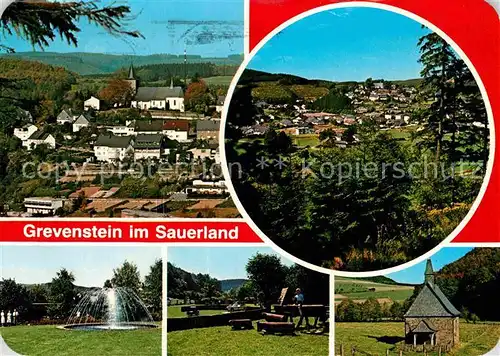 AK / Ansichtskarte Grevenstein Teilansichten Panorama Springbrunnen Kapelle Kat. Meschede