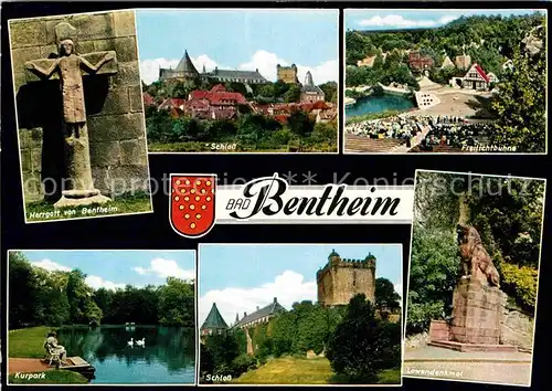 AK / Ansichtskarte Bad Bentheim Herrgott von Bentheim Schloss Freilichtbuehne Kurpark Schloss Loewendenkmal Kat. Bad Bentheim