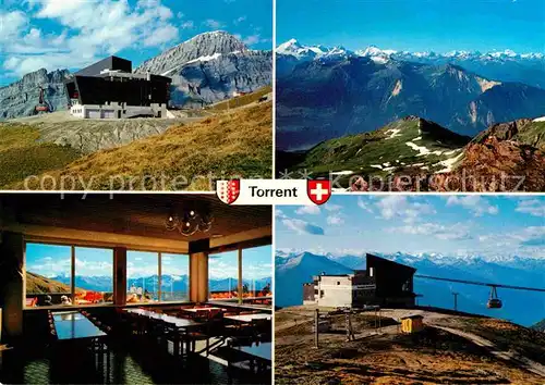 AK / Ansichtskarte Leukerbad Tourengebiet Torrent Bergstation Panorama Restaurant Rinderhuette Torrenthorn Luftseilbahn Alpenpanorama Kat. Loeche les Bains