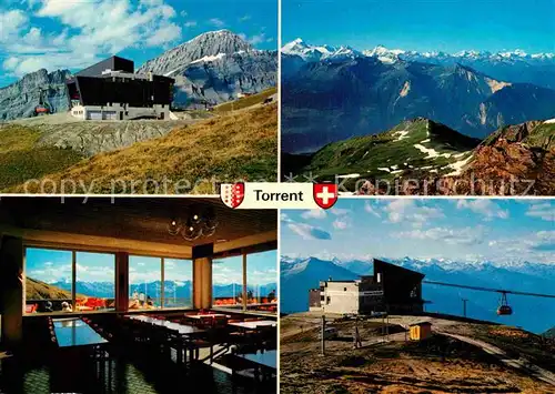 AK / Ansichtskarte Leukerbad Tourengebiet Torrent Bergstation Panorama Restaurant Rinderhuette Torrenthorn Luftseilbahn Alpenpanorama Kat. Loeche les Bains
