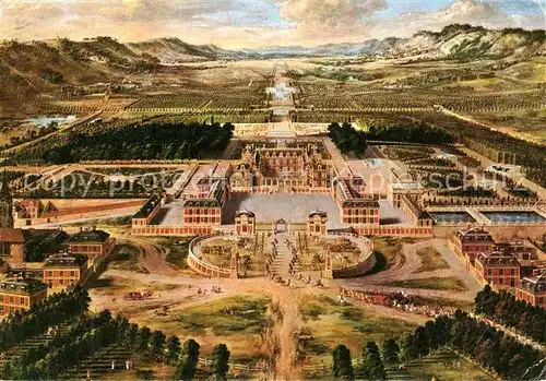 AK / Ansichtskarte Versailles Yvelines Le Chateau et les Jardins en 1668 Vue aerienne Kat. Versailles