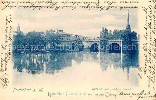 AK / Ansichtskarte Frankfurt Main Blick von der Schoenen Aussicht Neujahrswuensche Kat. Frankfurt am Main