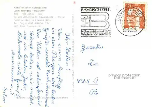 AK / Ansichtskarte Bayrischzell Althistorischer Alpengasthof Zum feurigen Tatzlwurm Kat. Bayrischzell