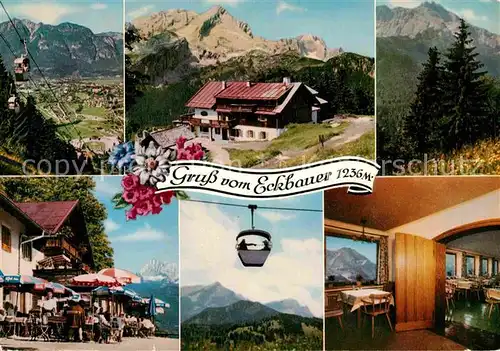 AK / Ansichtskarte Garmisch Partenkirchen Berggasthof Eckbauer Bergbahn Alpenpanorama Kat. Garmisch Partenkirchen