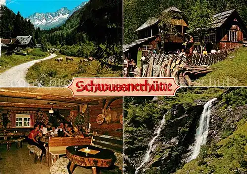 AK / Ansichtskarte Mallnitz Kaernten Schwuessnerhuette Seebachtal Gaststube Throm Wasserfall