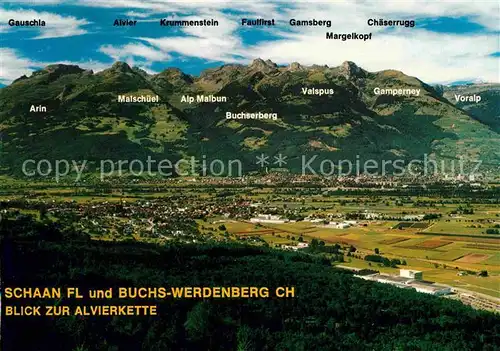 AK / Ansichtskarte Schaan Liechtenstein und Buchs Werdenberg mit Alvierkette Kat. Liechtenstein
