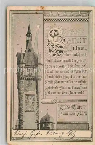 AK / Ansichtskarte Frankfurt Main Sankt Michael Neujahrswuensche Turm Kat. Frankfurt am Main