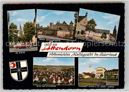 AK / Ansichtskarte Attendorn Evangelische Kirche Burg Schellenberg Rathaus Dom Schule  Kat. Attendorn