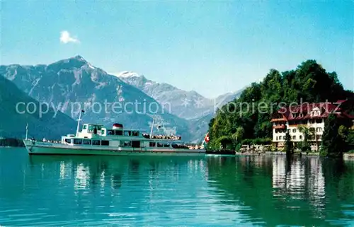 AK / Ansichtskarte Ringgenberg Brienzersee Hotel Seeburg mit Sulegg Schwalmern und MS Interlaken