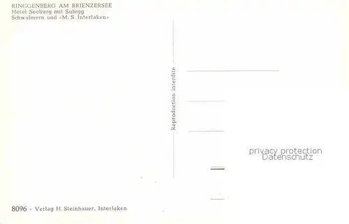 AK / Ansichtskarte Ringgenberg Brienzersee Hotel Seeburg mit Sulegg Schwalmern und MS Interlaken