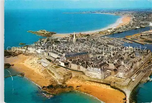 AK / Ansichtskarte Saint Malo Ille et Vilaine Bretagne Plage Bonsecours et la Cite Fliegeraufnahme Kat. Saint Malo