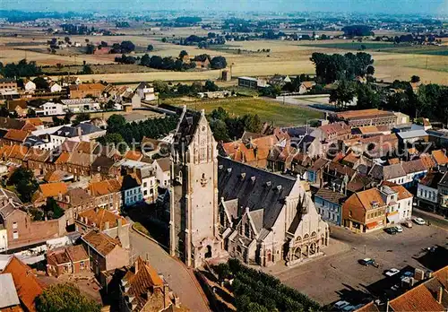 AK / Ansichtskarte Linselles Place de la Republique Eglise vue aerienne Kat. Linselles