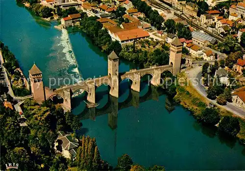AK / Ansichtskarte Cahors en Quercy vu du ciel Pont Valentre XIV siecle
