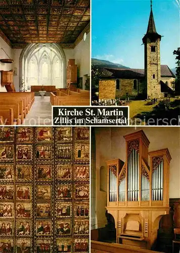 AK / Ansichtskarte Zillis Kirche St Martin aelteste romanische Kirchendecke Gotischer Chor Orgel Kat. Zillis