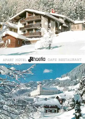 AK / Ansichtskarte Disentis GR Aparthotel Rhaetia Cafe Restaurant Winterpanorama Alpen Kat. Disentis