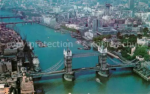 AK / Ansichtskarte London Aerial View of Tower Bridge and the City Kat. City of London
