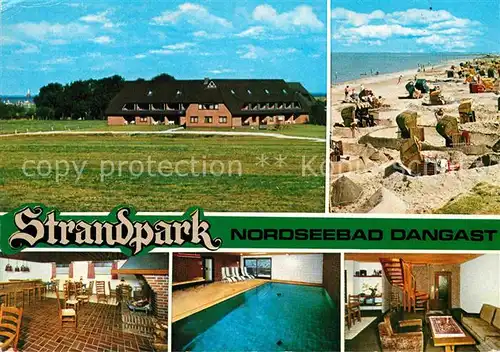 AK / Ansichtskarte Dangast Nordseebad Strandpark Gastraeume Hallenbad Strandpartie