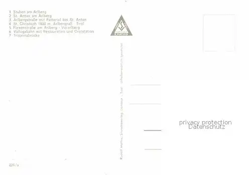 AK / Ansichtskarte Stuben Vorarlberg mit St Anton Arlbergstr St Christoph Flexenstr Vallugabahn Trisannabruecke Kat. Kloesterle