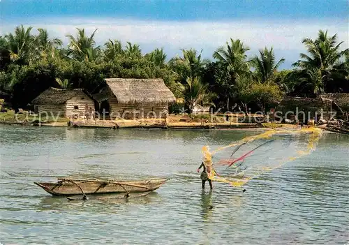 AK / Ansichtskarte Sri Lanka Fishing in the lagoon Kat. Sri Lanka