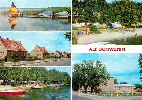 AK / Ansichtskarte Alt Schwerin Plauer See Dorfstrasse Bootsanlegestelle Campingplatz Dorfkulturhaus Restaurant Kat. Alt Schwerin