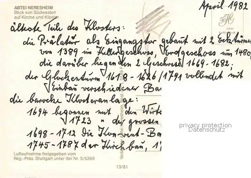 AK / Ansichtskarte Neresheim Abtei Kirche Kloster Fliegeraufnahme Kat. Neresheim