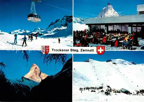AK / Ansichtskarte Zermatt VS Skigebiet Trockener Steg Theodul Breithorn Matterhorn Bergrestaurant Walliser Alpen Kat. Zermatt