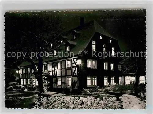 AK / Ansichtskarte Oberkirchen Sauerland Gasthof Schuette Winter Nachtaufnahme Kat. Schmallenberg